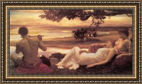 Leighton Flaming June Framed Paintings - Leighton Idyll by Lord Frederick Leighton