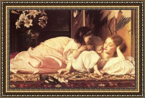 Four Children with a Basket of Fruit Framed Paintings - Leighton Mother and Child by Lord Frederick Leighton