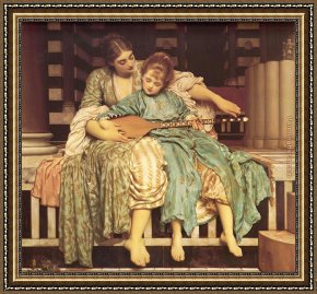The Passion of Music Framed Paintings - Leighton Music Lesson by Lord Frederick Leighton
