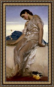 Card Player Framed Paintings - The Knucklebone Player by Lord Frederick Leighton