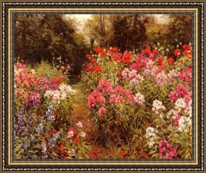 Golding Constable's Flower Garden Framed Paintings - A Flower Garden by Louis Aston Knight