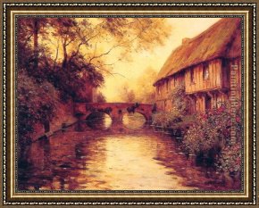 Houses in France Framed Paintings - Houses by the River by Louis Aston Knight