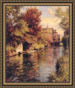 An Afternoon Ride Framed Paintings - Sunny Afternoon on the Canal by Louis Aston Knight