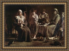 A Peasant Family Gathered Around The Kitchen Table Framed Paintings - Peasant Family by Louis Le Nain