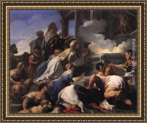 Allegory of May Triumph of Apollo Framed Paintings - Psyche's Parents Offering Sacrifice to Apollo by Luca Giordano