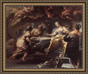 Psyche Framed Paintings - Psyche Served by Invisible Spirits by Luca Giordano