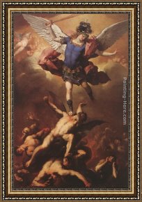 Genesis The Fall And Expulsion From Paradise The Original Sin Framed Paintings - The Fall of the Rebel Angels by Luca Giordano