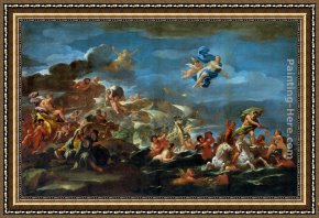 Allegory of May Triumph of Apollo Framed Paintings - The Triumph of Bacchus Neptune and Amphitrite by Luca Giordano