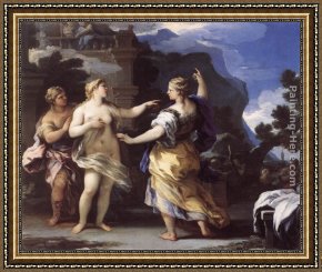 Psyche Framed Paintings - Venus Punishing Psyche with a Task by Luca Giordano