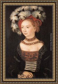 Portrait of a Young Benedictine Framed Paintings - Portrait of a Young Woman by Lucas Cranach the Elder