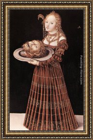 St John The Baptist Framed Paintings - Salome with the Head of St John the Baptist by Lucas Cranach the Elder