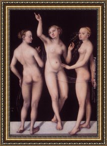 The Three Graces Framed Paintings - The Three Graces by Lucas Cranach the Elder