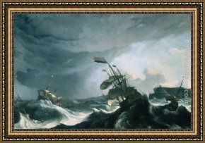 Peace in The Midst of The Storm Framed Paintings - Ships in Distress in a Heavy Storm by Ludolf Backhuysen
