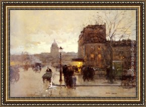 Boulevard Montmarte Framed Paintings - Boulevard Henri IV - Crepuscule by Luigi Loir