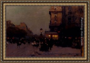 Boulevard Montmarte Framed Paintings - Boulevard Saint Michel by Luigi Loir
