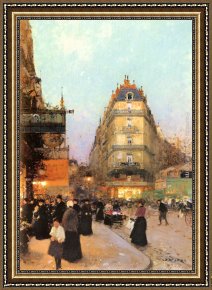 Boulevard Montmarte Framed Paintings - Les Grands Boulevards by Luigi Loir