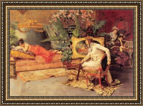 Interior Model Reading Framed Paintings - The Artist's Model by Luis Alvarez Catala