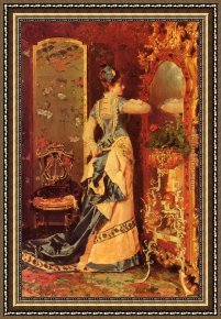 Old Woman at The Mirror Framed Paintings - Woman Before A Mirror by Luis Alvarez Catala