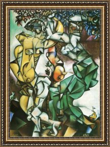 Adams Framed Paintings - Adam and Eve by Marc Chagall