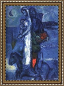 Family at Saltimbanquesc Framed Paintings - Fisherman's Family by Marc Chagall