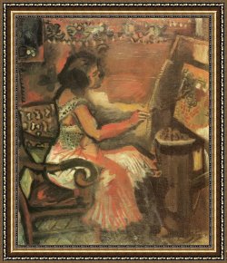 Interior Model Reading Framed Paintings - The Model by Marc Chagall