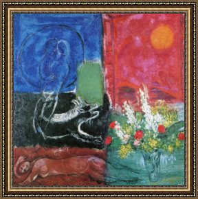 Sower with Setting Sun After Millet Framed Paintings - The Sun of Poros by Marc Chagall