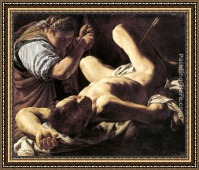 Mlle. Irene Cahen D'anvers Framed Paintings - St Sebastian Tended by St Irene by Marcantonio Bassetti