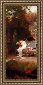 Stolen Framed Paintings - A Stolen Kiss by Marcus Stone