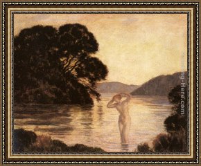 Rene Magritte Framed Paintings - Baigneuse by Marie Auguste Emile Rene Menard