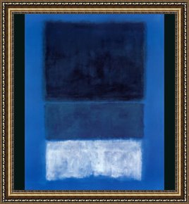 Calla-green Framed Paintings - No 14 White and Greens in Blue by Mark Rothko