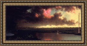 Sebastian Framed Paintings - On the San Sebastian River, Florida by Martin Johnson Heade