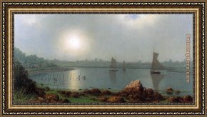 Welsh Coast Framed Paintings - York Harbor, Coast of Maine by Martin Johnson Heade