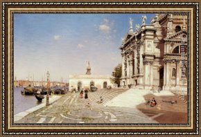 A View of Santa Maria Della Salute, Venice Framed Paintings - A View of Santa Maria della Salute, Venice by Martin Rico y Ortega