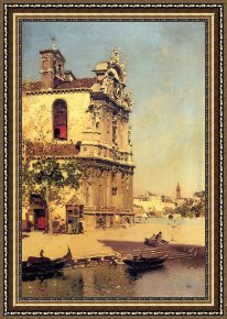 A View of Santa Maria Della Salute, Venice Framed Paintings - A View Of Venice by Martin Rico y Ortega