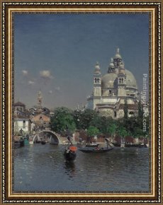 A View of Santa Maria Della Salute, Venice Framed Paintings - Venetian Lagoon Near the Church of Santa Maria della Salute by Martin Rico y Ortega