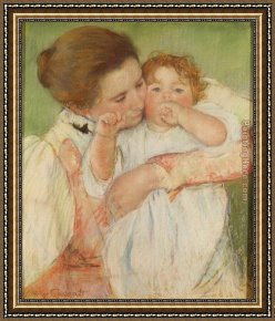 Mrs Cassatt Reading to Her Grandchildren, 1888 Framed Paintings - Mother and Child, 1897 by Mary Cassatt