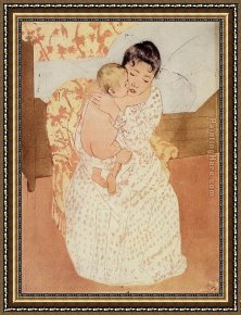 Mrs Cassatt Reading to Her Grandchildren, 1888 Framed Paintings - Nude Child by Mary Cassatt