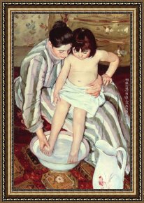 Mrs Cassatt Reading to Her Grandchildren, 1888 Framed Paintings - The Bath by Mary Cassatt