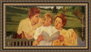 Mrs Cassatt Reading to Her Grandchildren, 1888 Framed Paintings - The Garden Reading by Mary Cassatt