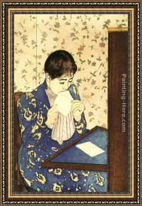 Mrs Cassatt Reading to Her Grandchildren, 1888 Framed Paintings - The Letter by Mary Cassatt