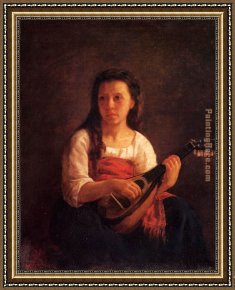 Card Player Framed Paintings - The Mandolin Player by Mary Cassatt