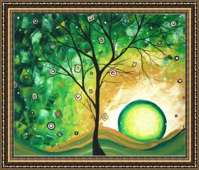 Calla-green Framed Paintings - Barren Green by Megan Aroon Duncanson