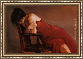 The Red Boats Argenteuil Framed Paintings - Red Dress by Michael Austin