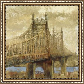 East Bergholt Rectory Framed Paintings - East River Bridge II by Michael Longo