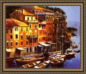Port, Framed Paintings - Mediterranean Port by Michael O'Toole