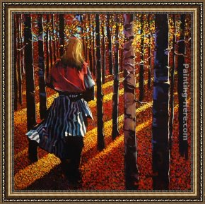 Woodland Walk Framed Paintings - She Walks Among the Black Poplars by Michael O'Toole