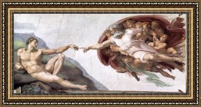 Buonarroti Framed Paintings - Creation of Adam by Michelangelo Buonarroti