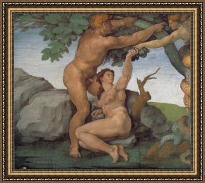 Buonarroti Framed Paintings - Genesis The Fall and Expulsion from Paradise The Original Sin by Michelangelo Buonarroti