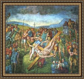 Buonarroti Framed Paintings - Matyrdom of Saint Peter by Michelangelo Buonarroti