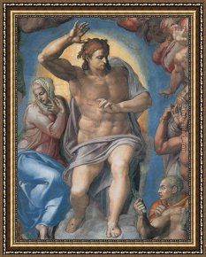 Buonarroti Framed Paintings - The Last Judgement Christ the Judge by Michelangelo Buonarroti